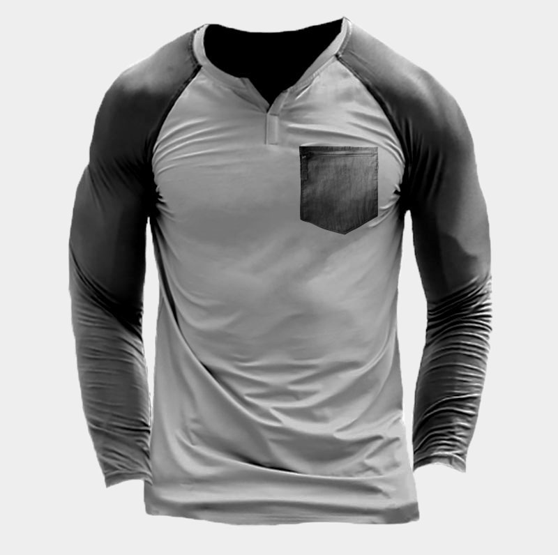V-neck trendy men's long T-shirt HF2207-03-01